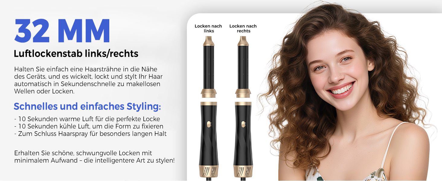 UMIGA Airstyler 5 в 1: Фен-щітка, кругла щітка, плойка та випрямляч для волосся 1000 Вт, 3 режими нагріву, рожево-чорний