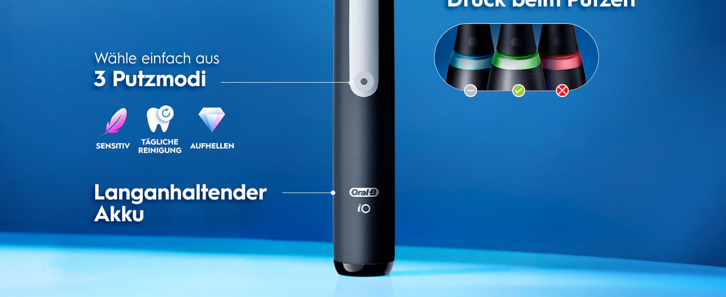 Електрична зубна щітка Oral-B iO Series 3, набір: 2 щітки (матовий чорний та рожевий), 4 смінні насадки та чорний дорожній чохол