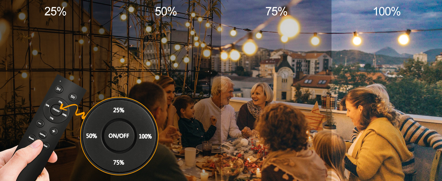 Ланцюжок прикрас LED для вулиці: 20M, 65ft, G40, для саду, балкону, павільйону, тераси, вечірки, з пульт дистанційного керування, IP44, вологостійкий, 20M