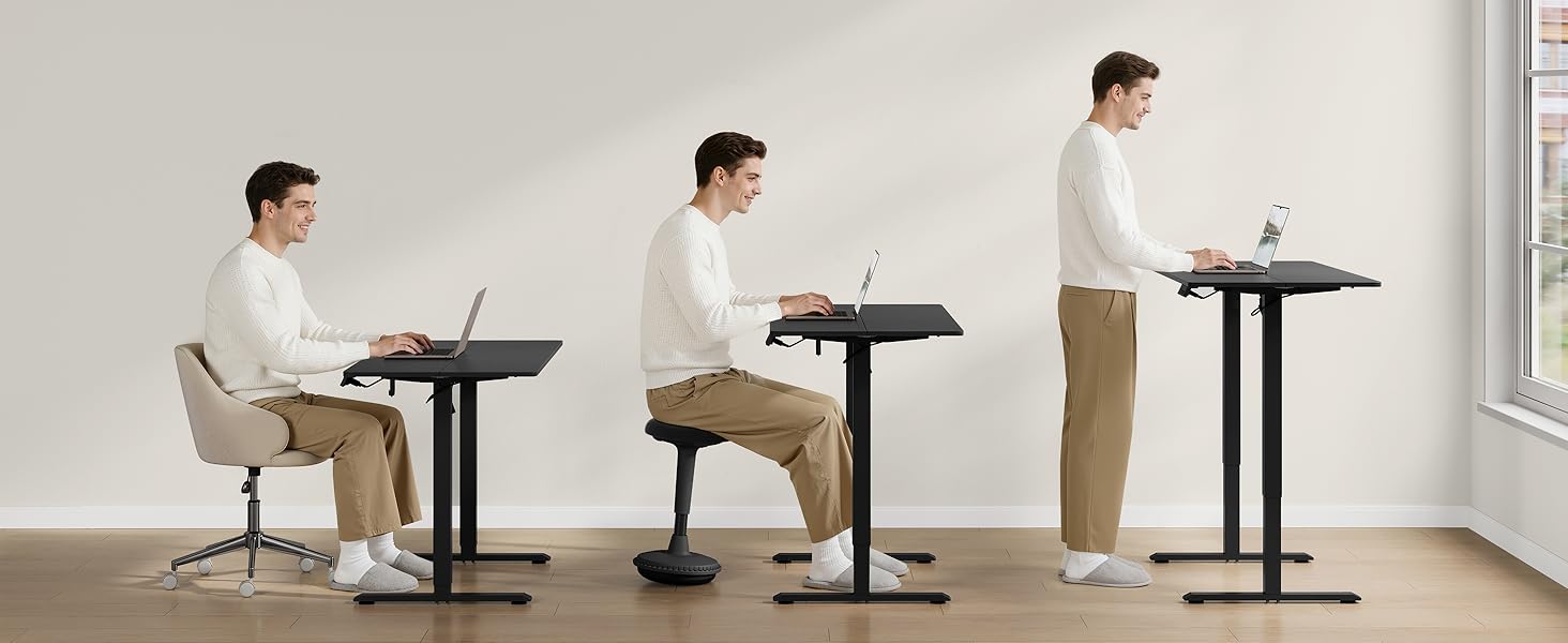 Електричний регульований по висоті письмовий стіл WOLTU з функцією пам'яті та захистом від зіткнень, комп'ютерний стіл для дому та офісу, чорний, 120 x 60 см