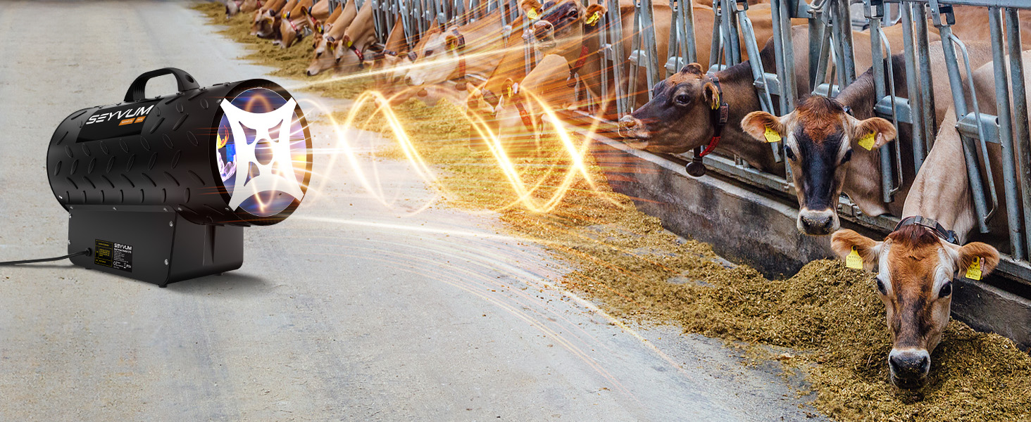 Газовий нагрівач для приміщень: газовий нагрівач-вентилятор, 30 кВт, 320 м³/год, з шлангом 1,4 м, 700 мбар