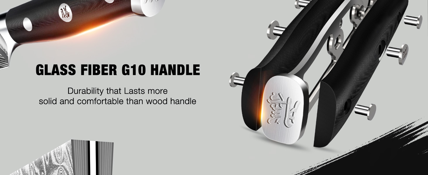 Японський ніж SHAN ZU 15 см з дамаської сталі, PRO Series - універсальний ніж для кухні з лезом з 67 шарів вуглецевої сталі та ручкою G10