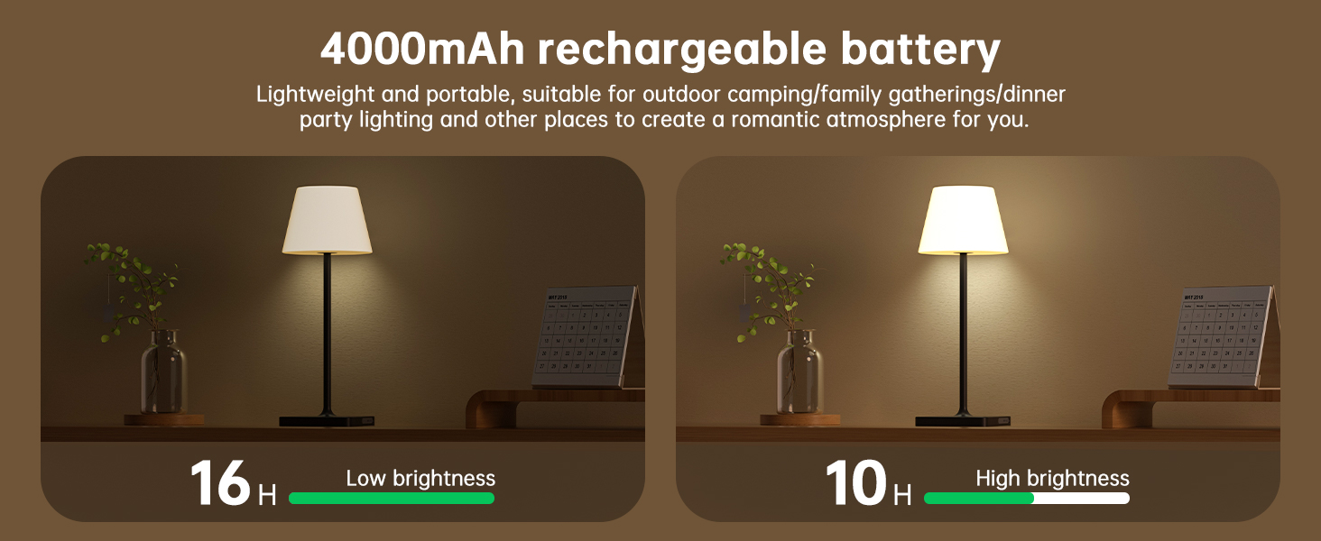 LED лампа настільна акумуляторна бездротова, диммувана, з сенсором, 4000mAh, з функцією павербанку, IP44, вологозахищена, для дому та вулиці (чорна)