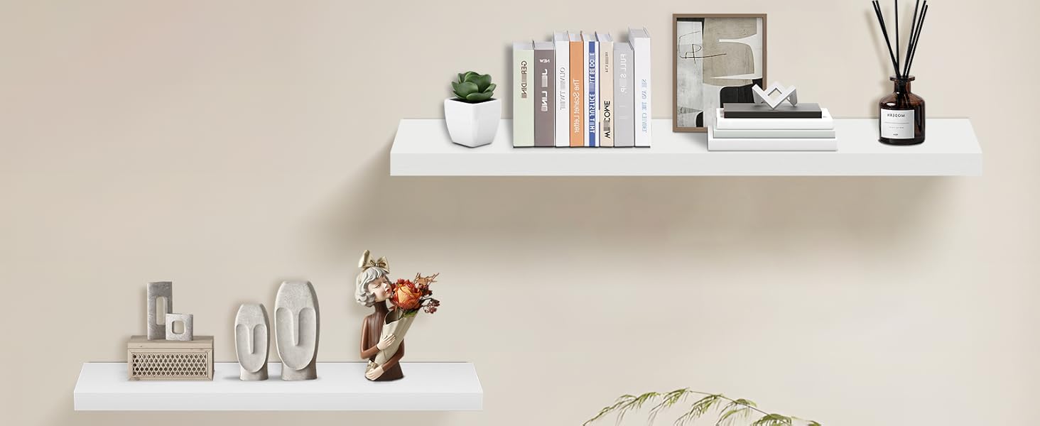 Набір настінних полиць 4 шт. білі, MDF, 40x14x3 см - для книг, декору, настінні стелажі