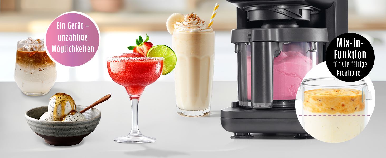 Машина для приготування морозива GOURMETmaxx SmoothUp 800 Вт з LED дисплеєм та 10 програмами - Морозиво, смузі, сорбет | 2 стакани в комплекті