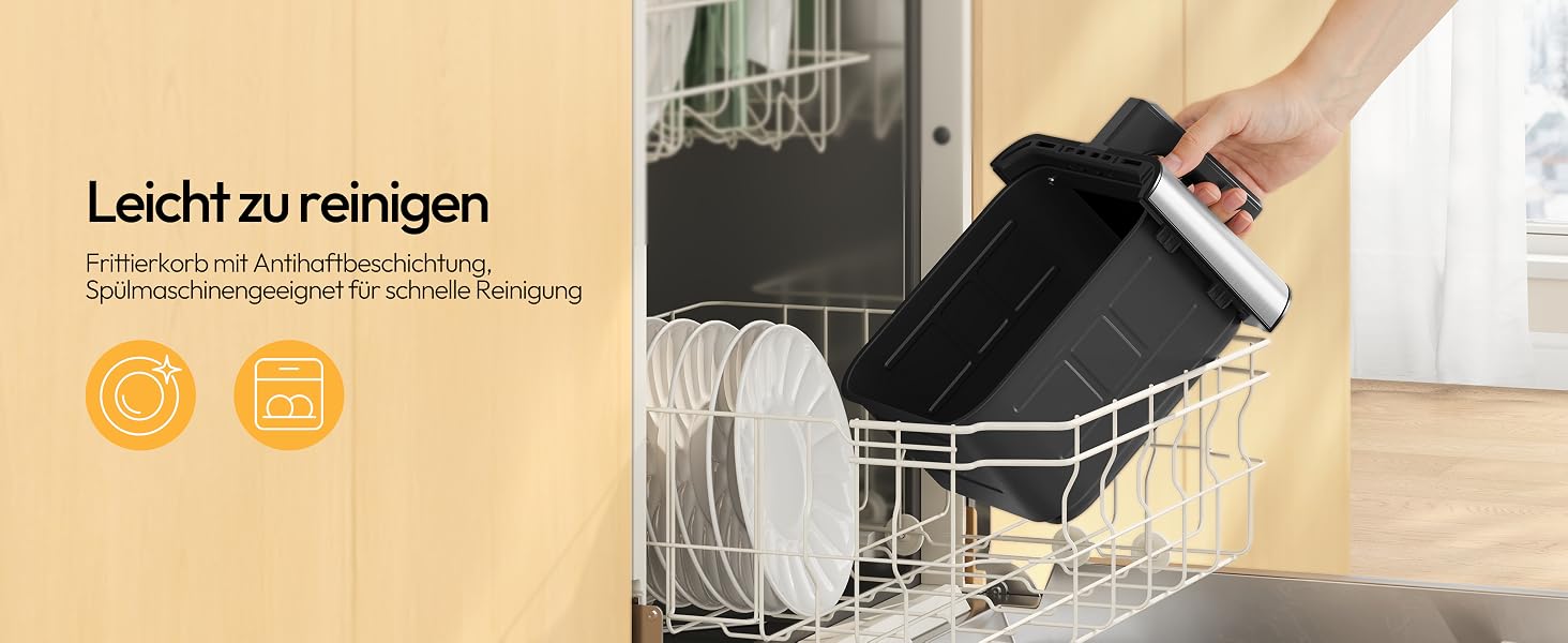 Аерофритюрниця LLIVEKIT з двома камерами та вікном перегляду, 8.5л (4.5л+4.5л), мультипіч 9-в-1 XXL без олії, сенсорне керування, таймер, чорно-срібляста