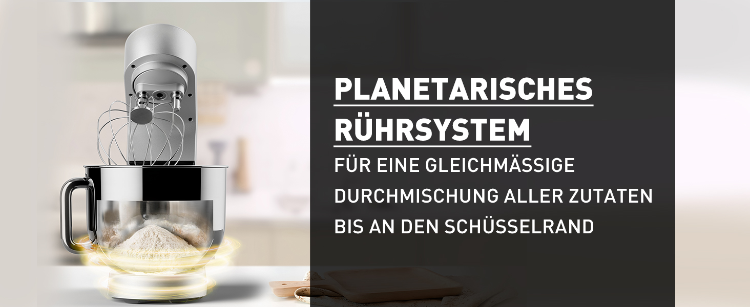 Кухонна машина Heinrichs 2500W з подвійним гаком для тіста, міксером та вінчиком, 8 швидкостей, чаша 8л з нержавіючої сталі, тиха, колір