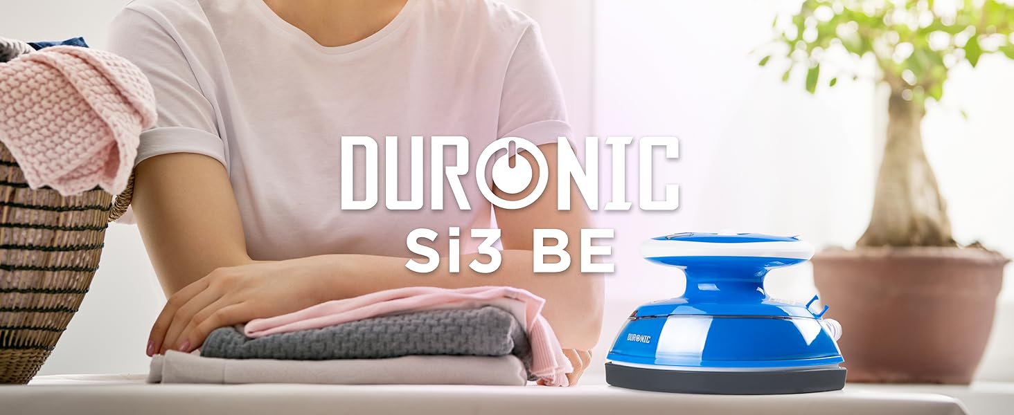 Туристична праска Duronic SI3 BK Міні-праска 400 Вт Резервуар для води 35 мл Силіконовий килимок і чохол Праски для лівшів і правшів Парова праска для шиття та хобі Енергозберігаючий (синій)