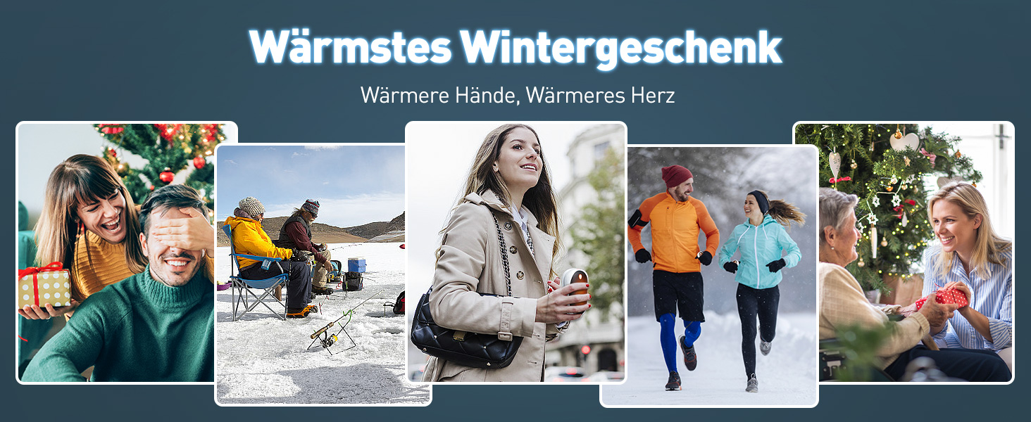 Електричні грілки для рук Cnkeeo 2 шт. з роздільним магнітним з'єднанням, Powerbank USB, 3 режими нагріву, для спорту, риболовлі, полювання, чорно-білі