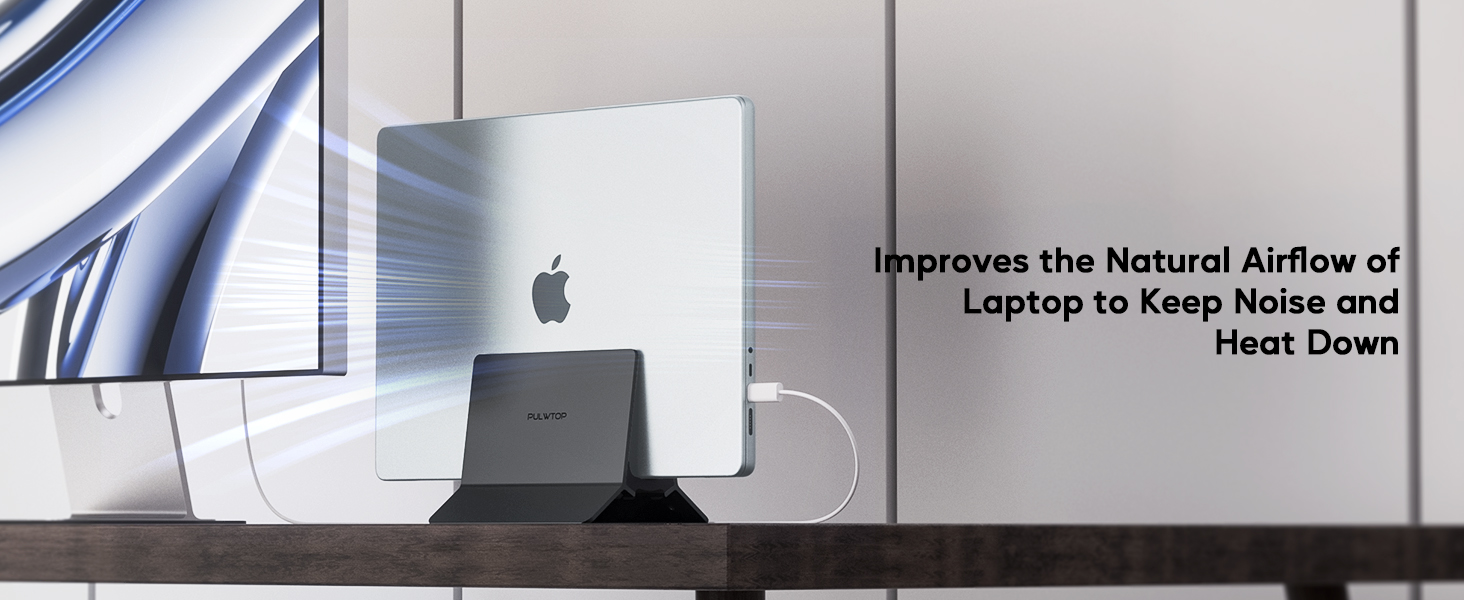 Підставка для ноутбука вертикальна, алюміній, регульована, сумісна з MacBook, iPad, Tablet, Mac mini (Чорний)