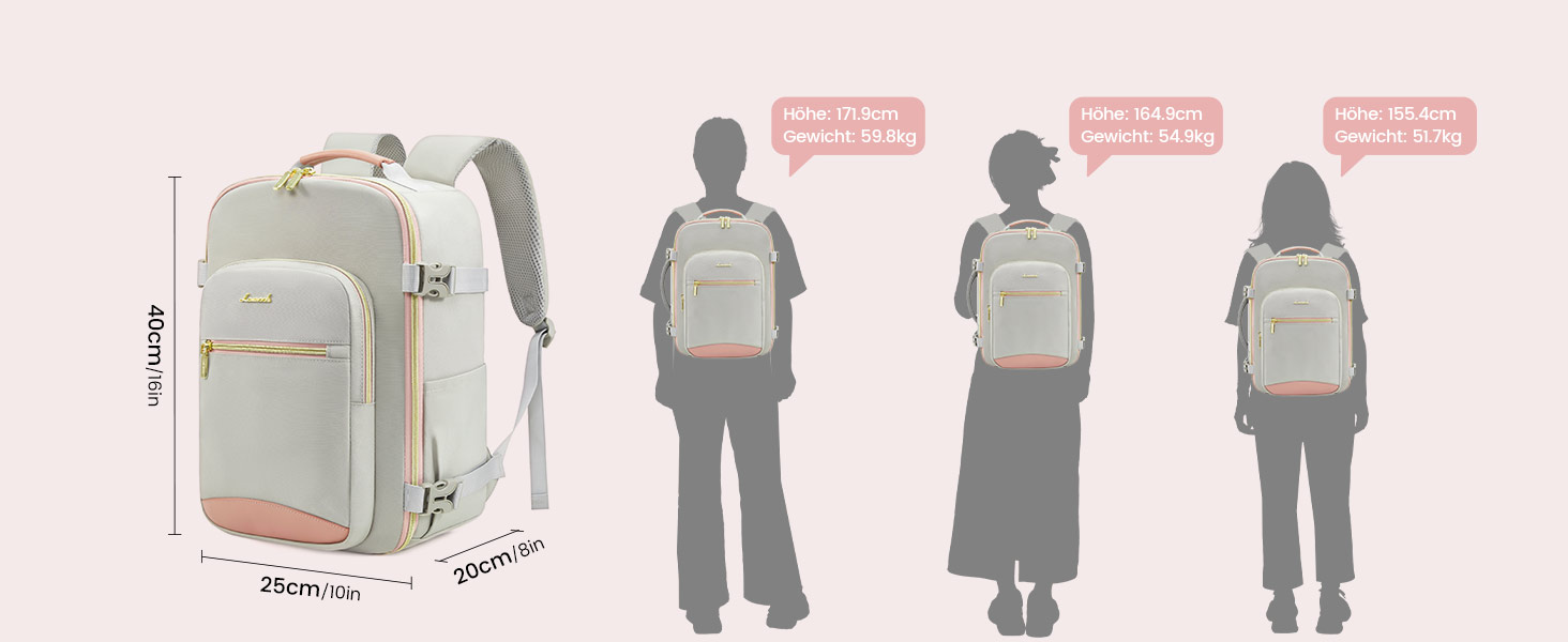 LOVEVOOK Рюкзак ручної об'єм Ryanair, 40x20x25 см, для ноутбука 13.3