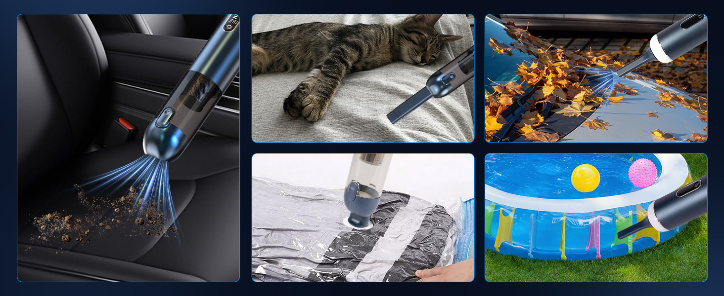 Ручний автомобільний пилосос Carehabi, потужність всмоктування 18000Па, 3 режими роботи, з мийним HEPA-фільтром для авто, дому та шерсті тварин