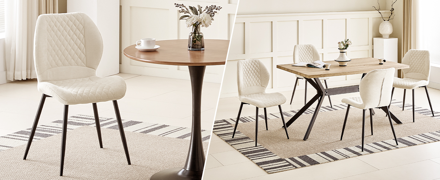 Набір обідніх стільців 6 шт., обідні стільці для кухні, вітальні, спальні, ресепшен, ергономічні, з м'яким сидінням, бежеві