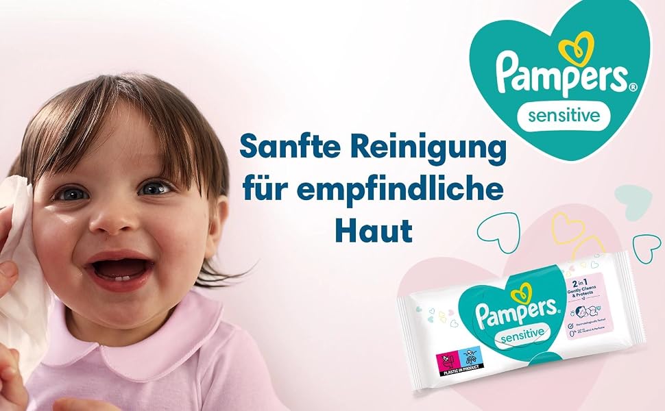 Дитячі вологі серветки Pampers Sensitive, без ароматизантів, для чутливої шкіри, 12 упаковок по 52 шт (загалом 624 шт)