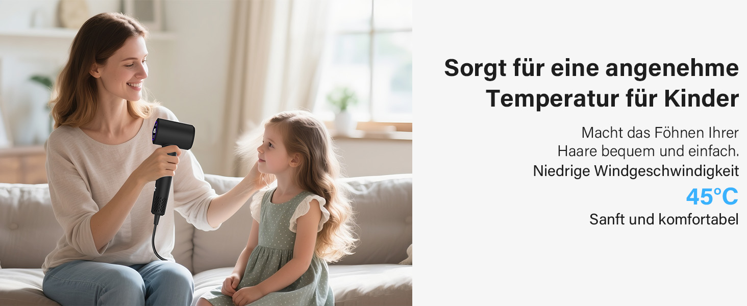 Професійний фен для волосся з дифузором, безщітковий двигун 110 000 об/хв, 400 млн плазмових іонів, низький рівень шуму 57дБ, чорний