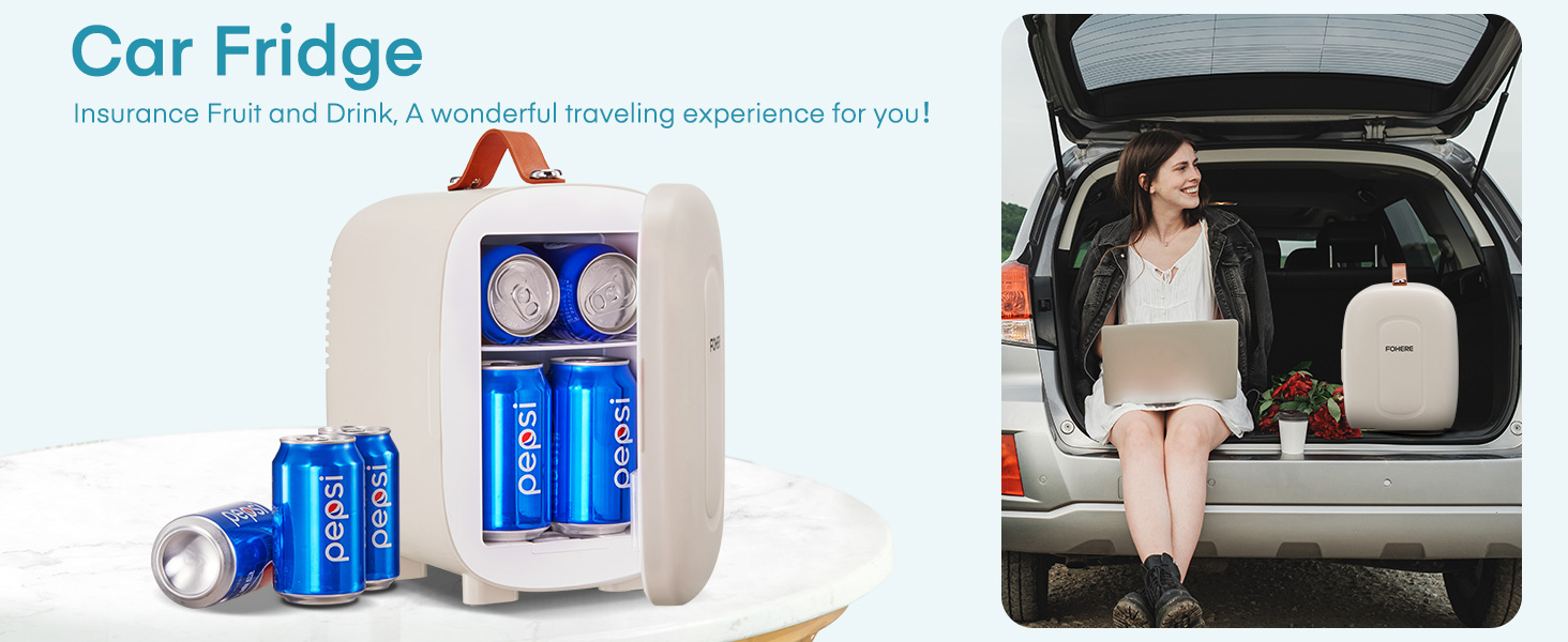 Міні холодильник FOHERE 5 літрів, USB живлення, 220V/12V, для напоїв та догляду за шкірою, білий