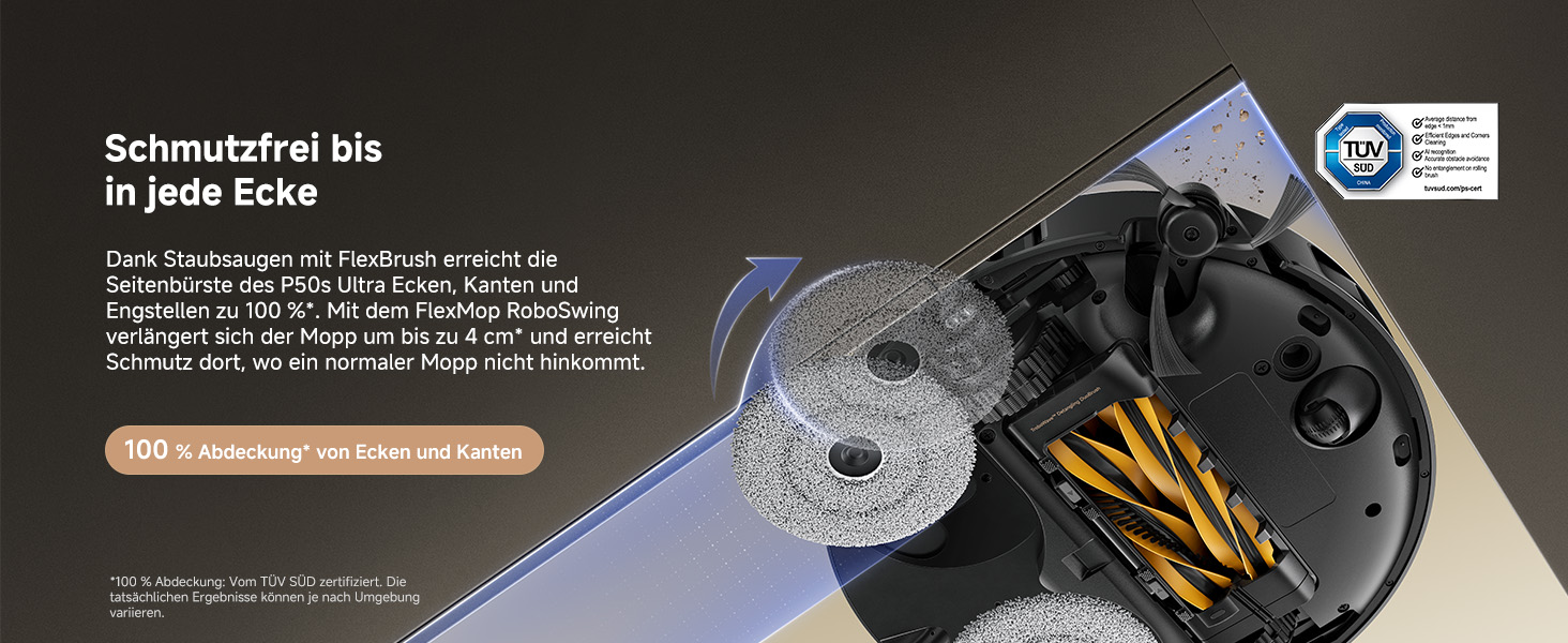 Робот-пилосос Mova P50s Ultra з мокрою прибиранням, 19000 Па, гаряча вода, самоочищення, LDS-навігація, RGB AI, LED-датчики, автоматичне порожнення та заправка