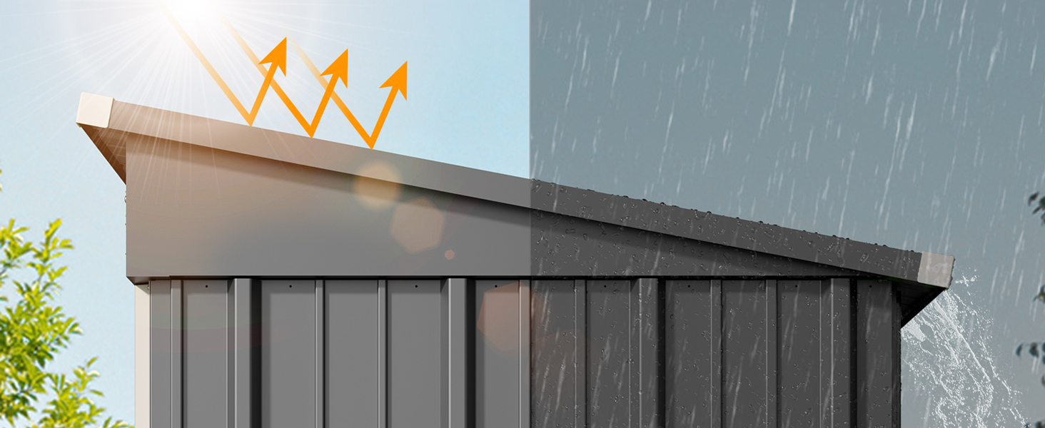 Металевий сарай для інструментів Bealife 180x162x95 см, сталевий садовий шоп, вуличний склад, дачний будиночок для двору, тераси, газону (Сірий)