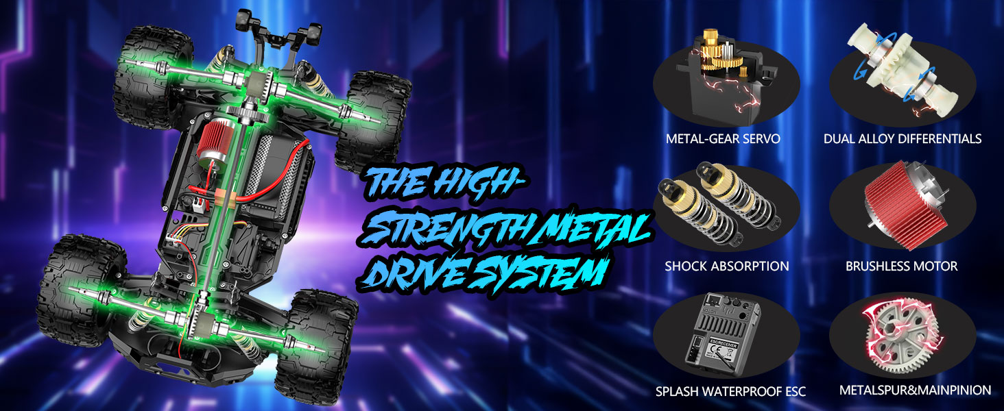 Радіокерований позашляховик RC Monstertruck 2.4GHz, 25 км/год, великий розмір, знімний, для дорослих та дітей (зелений)