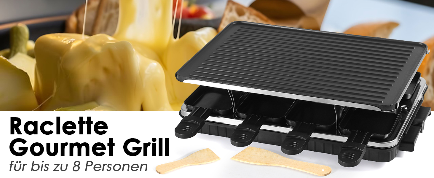 Електричний гриль-ракле для 8 осіб з антипригарним покриттям та 8 міні-сковорідками