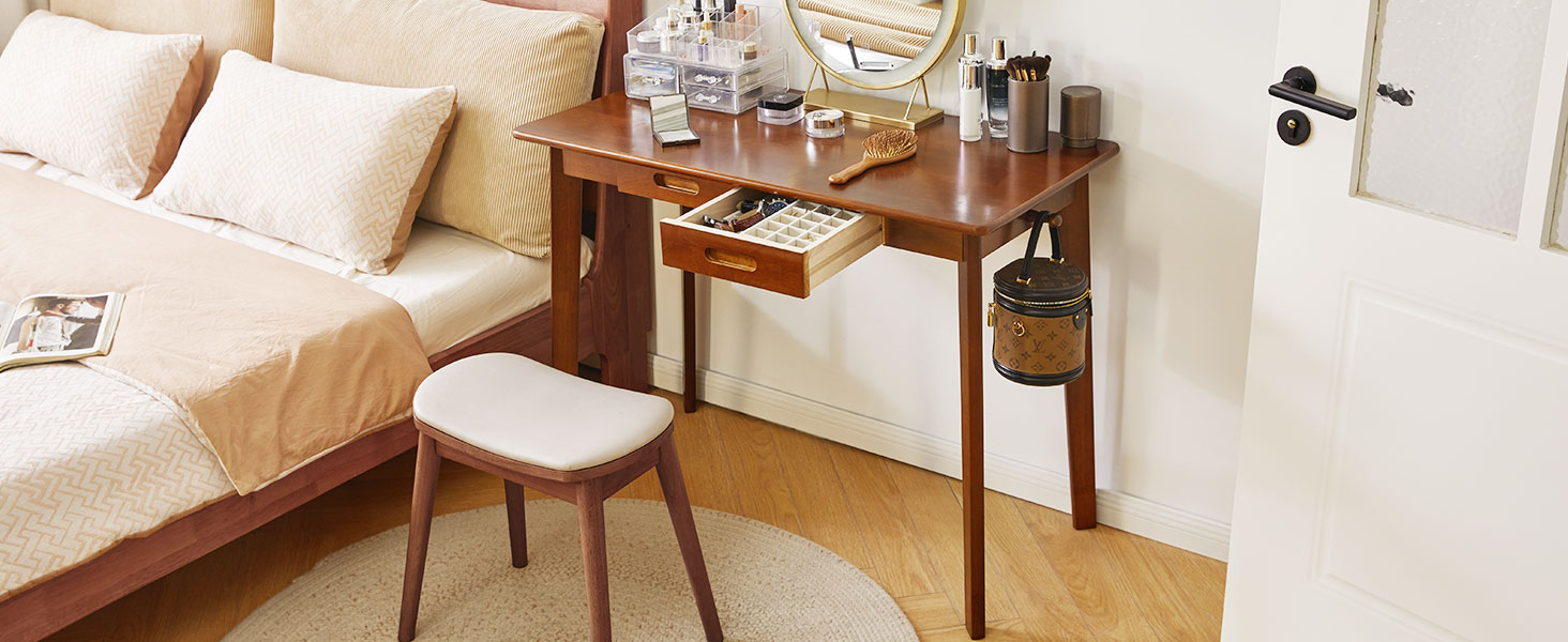 Дерев'яний письмовий стіл з шухлядою та вішалкою, 100x50x75 см, YD-WD01N, Рустикальний коричневий