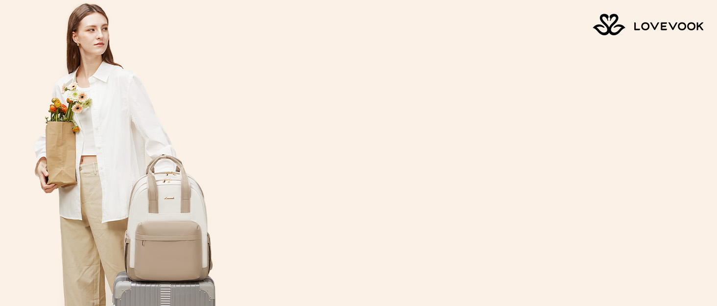 LOVEVOOK Рюкзак для жінок, 15.6 дюймів, рюкзак для школи, дівиччий рюкзак з відділенням для ноутбука, водонепроникний, для подорожей, роботи, навчання, рюкзак для університету, офісу, відпочинку, 15.6 дюймів, 1 світло-зелено-бежевий