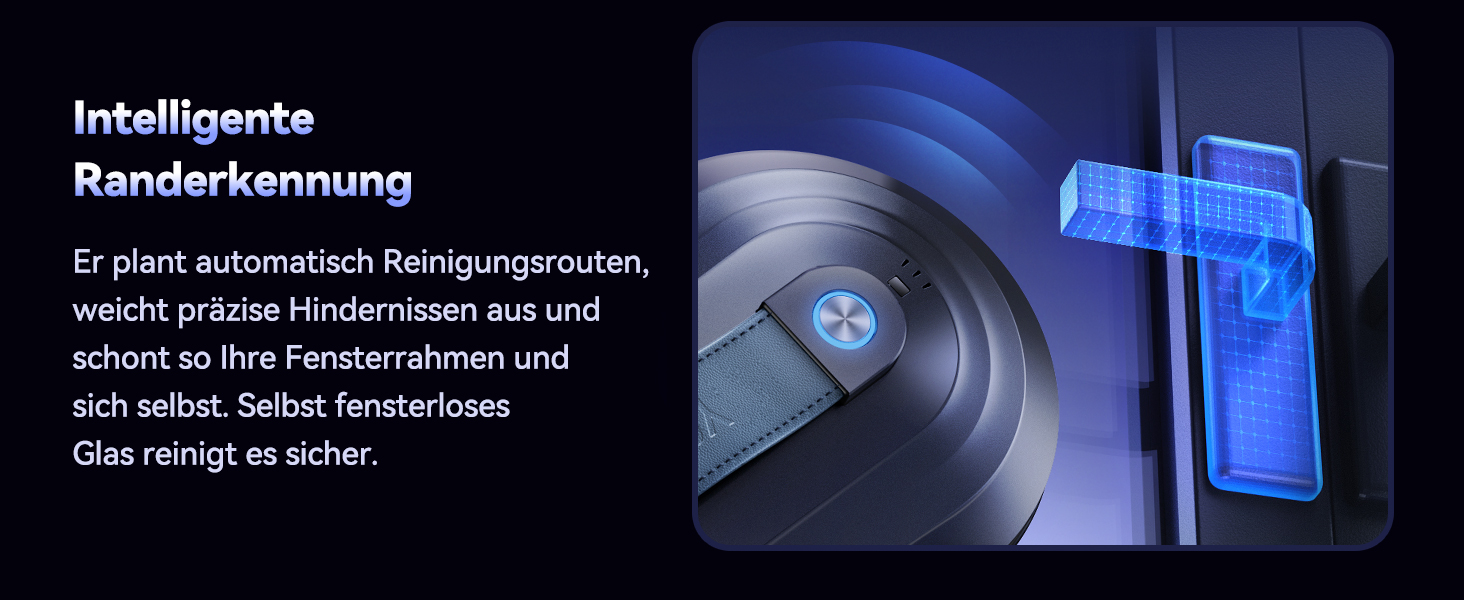 Робот для миття вікон Yeerain з функцією розпилення, потужність всмоктування 7000Pa, тиха робота, 3 режими очищення, інтелектуальна навігація, розпізнавання країв, в комплекті 10 мікрофібрових серветок сірого кольору 'Зоряне небо'