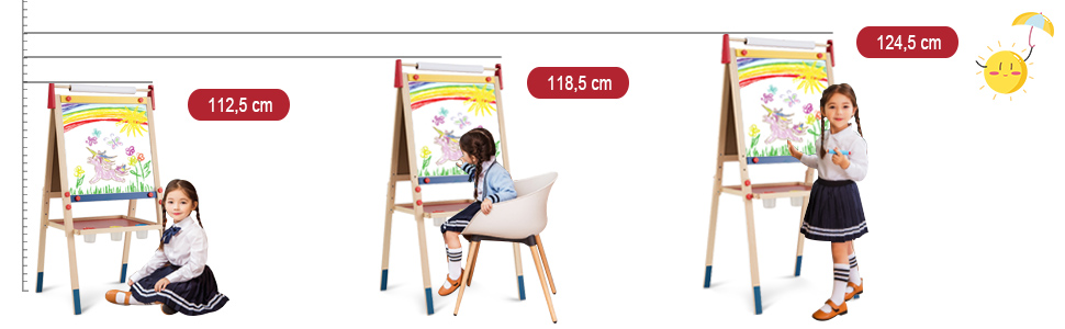 Мольберт для дітей GOPLUS, двосторонній набір для малювання з дошками для крейди та маркерів, регульований стійка, фарби, крейда, ластик, магнітні наклейки