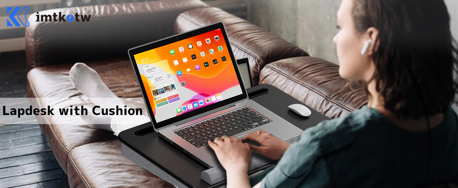 Підставка для ноутбука в ліжко - Lapdesk з підставкою для зап'ястя та тримачем для телефону, до 17.3 дюймів, для дому, навчання та відпочинку