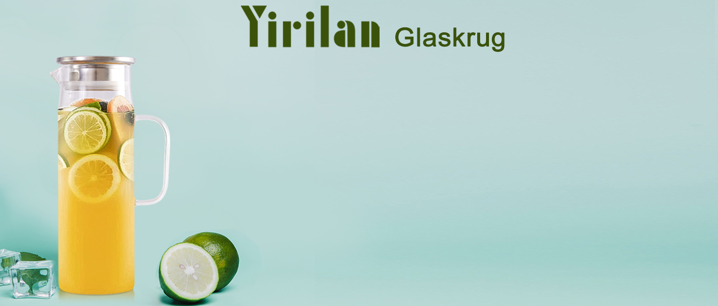 Скляна карафа Yirilan 2.2L з кришкою, 74 унції - для води, напоїв