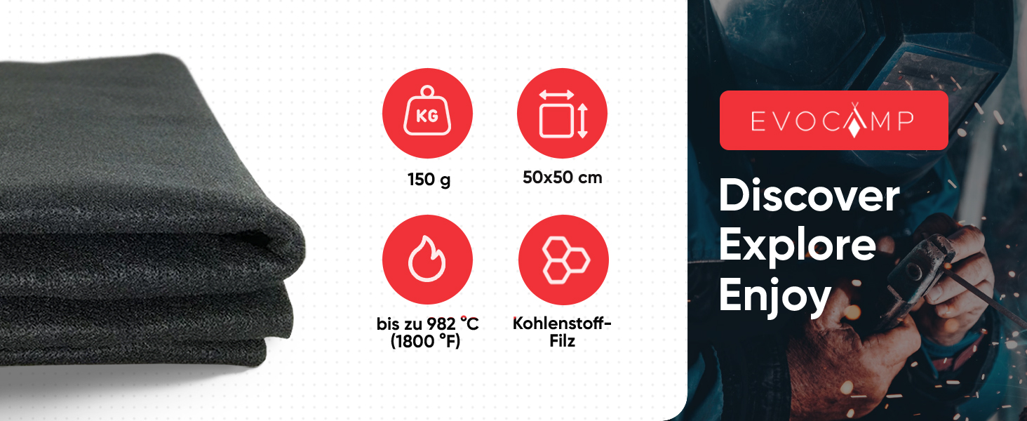 Протипожежний термостійкий килимок EVOCAMP 50x50 см для барбекю, до 982°C, негорючий