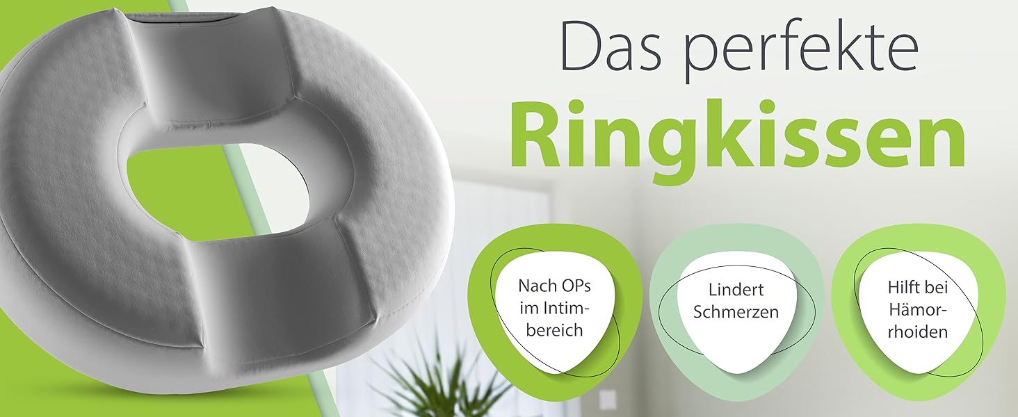 Ортопедичний сидіння кільце Feela® з 3 рівнями жорсткості – подушка для геморою з отвором – після операції та пологів – сидіння для полегшення болю в куприку, подушка для геморою, сидіння-пончик – знімає біль (Medium) (Сріблястий, Medium / 60-80 кг)