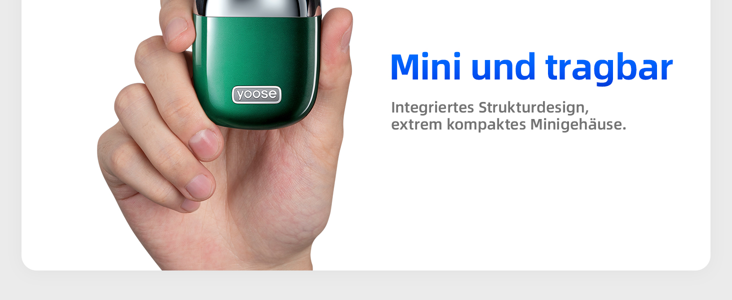 Електрична бритва Yoose MINI для чоловіків, водонепроникна IPX7, з мотором 8000 об/хв, Type-C, зелений колір
