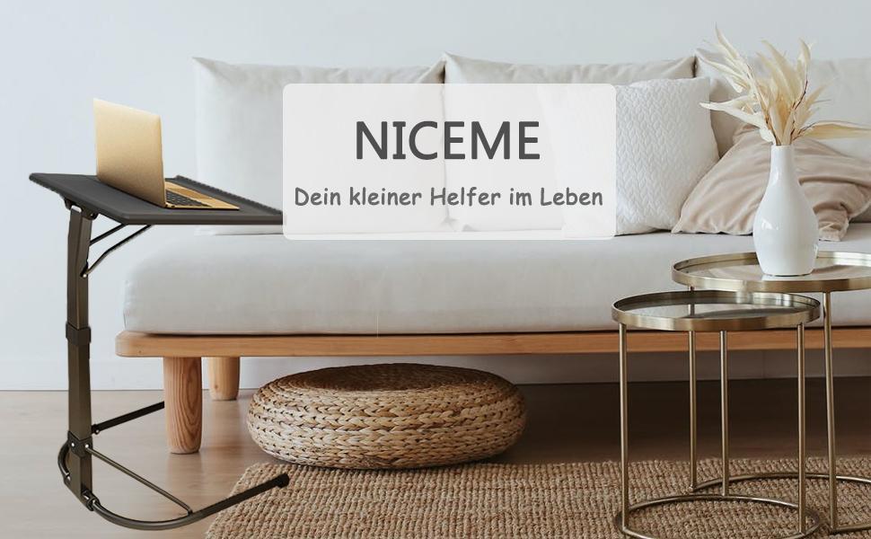 Складаний столик для ноутбука NICEME: регульована висота та кут нахилу, 43x43 см, чорний