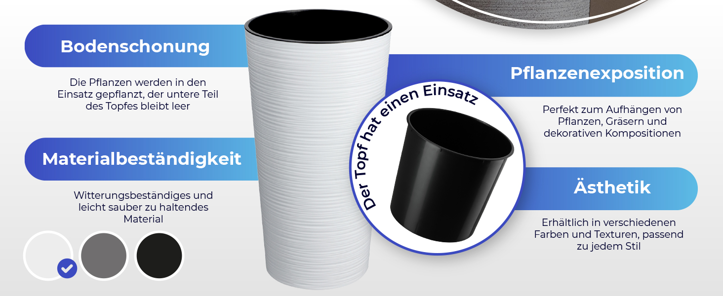 Набір горщиків KADAX (3 шт.) з дерев'яною стружкою, елегантні кашпо з винімною вставкою, захист для квітів (кремовий, 3 шт. - 19,25,30 см)