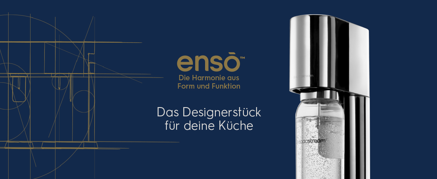 Сифон для газування води SodaStream ENSO, пляшка 1 л, нержавіюча сталь, сріблястий (без циліндра)