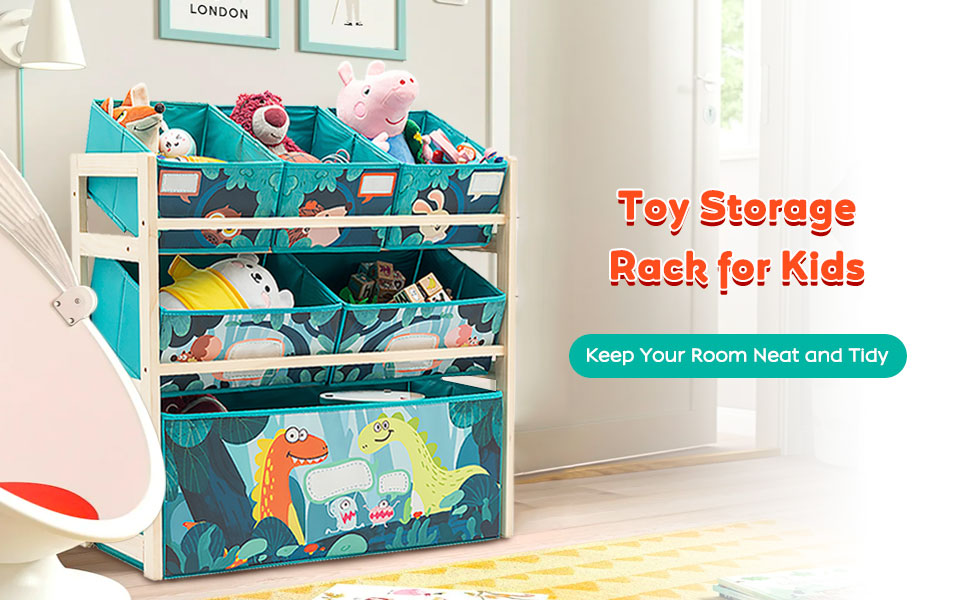 Дерев'яний органайзер для іграшок NUKied | 3-ярусна полиця з коробками | Для дитячої кімнати, школи, садочка