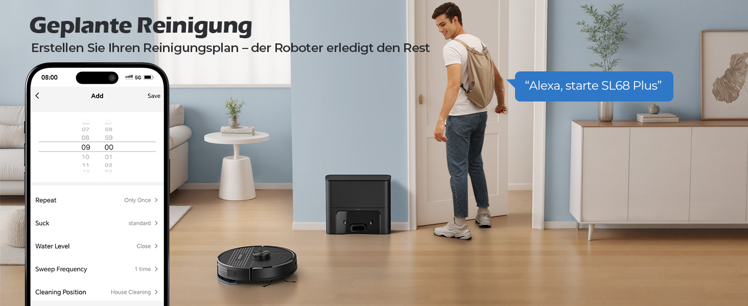 Робот-пилосос Lubluelu SL68 Plus 3-в-1 з функцією миття, 4500Pa, лазерна навігація, керування через додаток, 24 зони заборони для шерсті тварин, килим