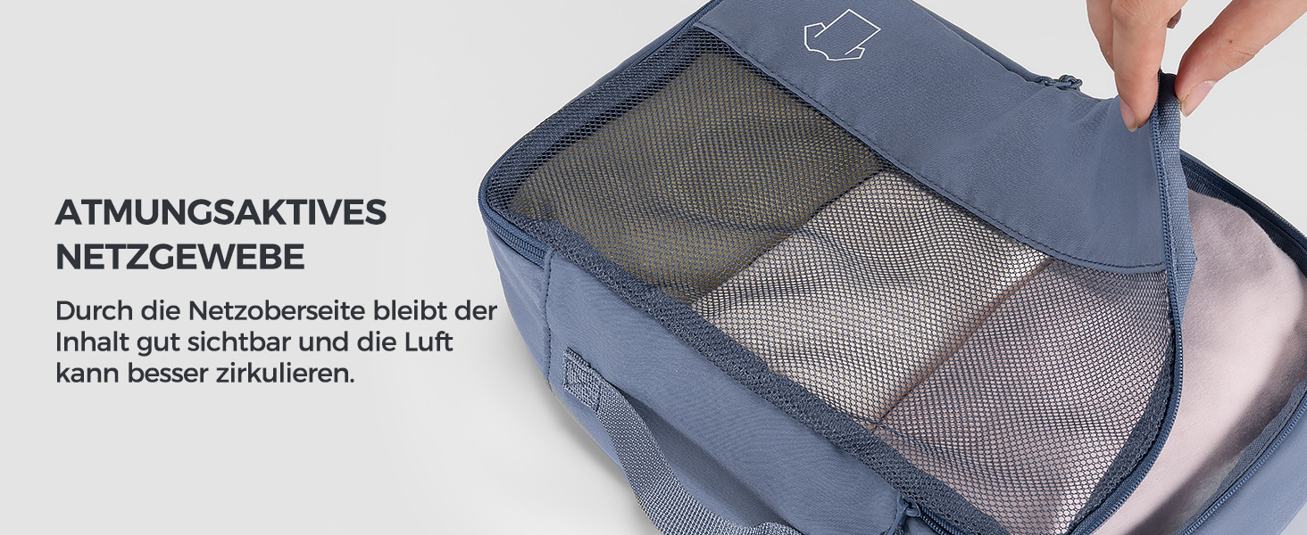 Набір органайзерів для валізи та рюкзака Packing Cubes, 8 предметів, сіро-блакитний