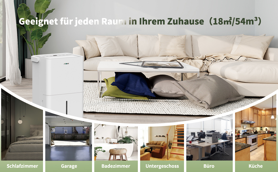 Електричний осушувач повітря Uhome 12L - 54м³, автоматичне вимкнення, сенсор вологості, режим сушіння, фільтр з активованим вугіллям