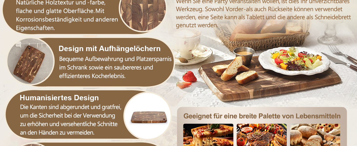 Набір дерев'яних обробних дощок XINZUO з акації (35x25x2.6 см) з антиковзаючими ніжками та соковидною канавкою