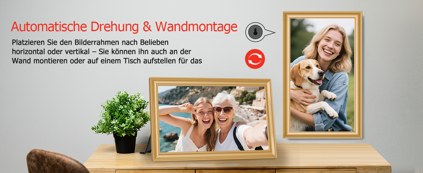 Цифровий фоторамка Frameo 10.1 дюйми, IPS, HD 1280x800, 32GB, Wi-Fi, автоповорот, Frameo App