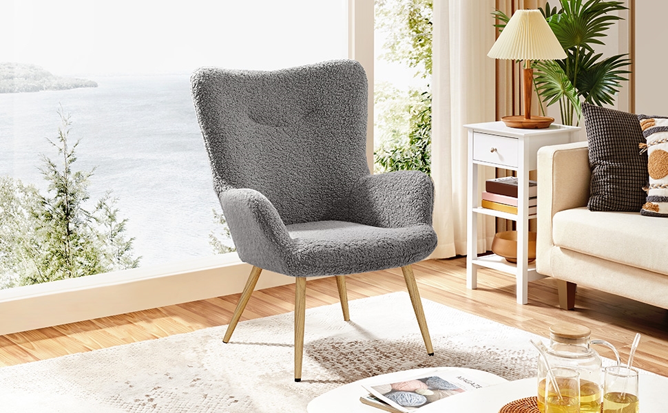 Крісло-мішок Yaheetech з поліестерним покриттям, крісло для телевізора, крісло з підлокітниками, м'яке крісло, крісло-релакс, крісло для відпочинку, біле (сіре, без пуфа)