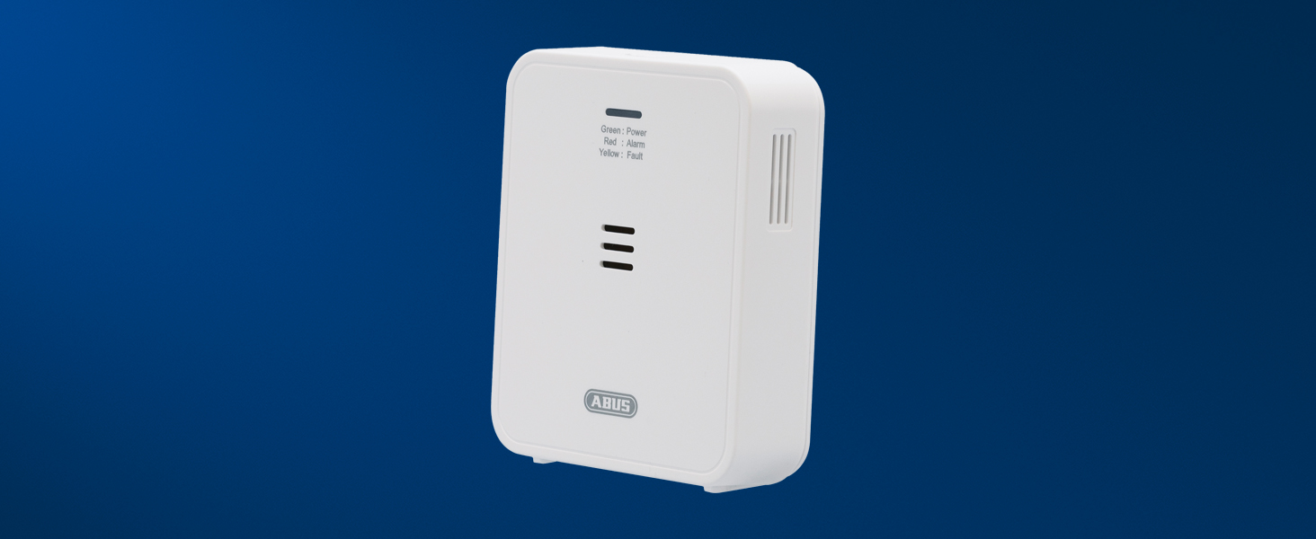 Детектор чадного газу ABUS COWM370 - датчик CO з 7-річним сенсором, гучний сигнал 85 дБ, кнопка тестування та 3 роки роботи від батареї - білий, 1 шт., без дисплея