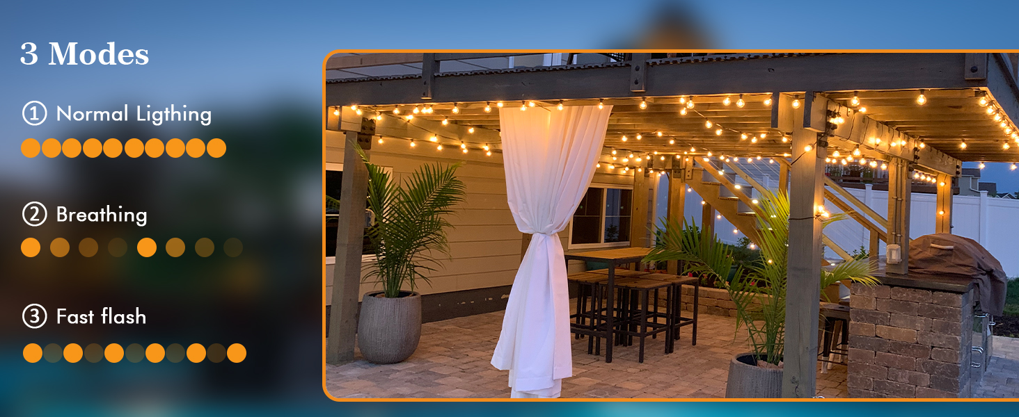 Світлодіодна гірлянда для декорування саду, балкону та тераси 45.7 м, з пультом, тепле світло, IP45, для дому та на вулицю