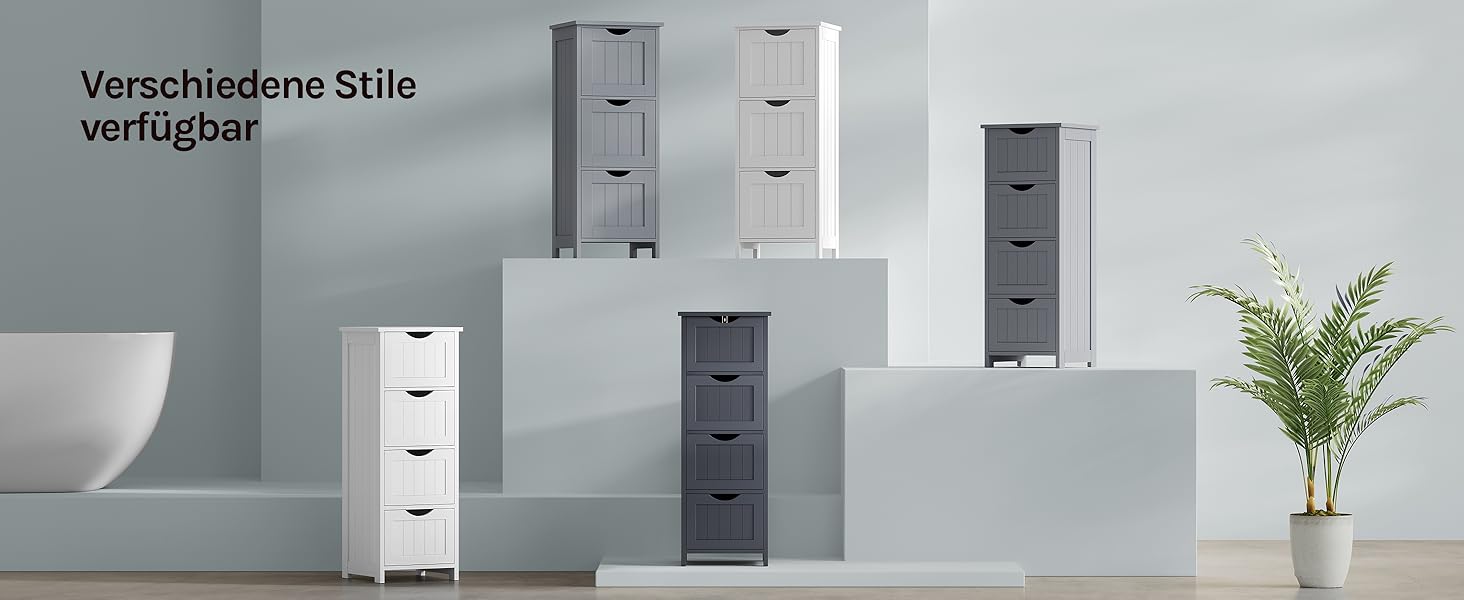 Шафка для ванної кімнати WOLTU, вузька, з 3 висувними ящиками, 32 x 30 x 81 см, для ванної, вітальні, спальні, кухні, сучасний дизайн, білий колір, BZS123ws