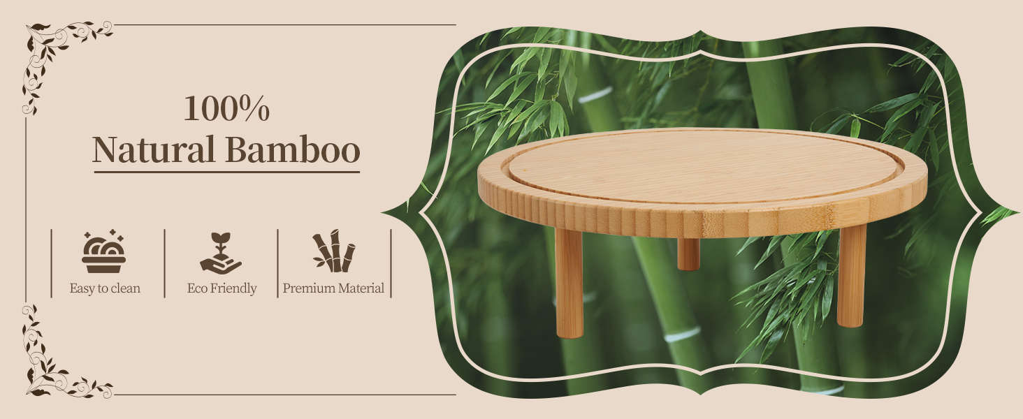 Підставка для тортів Ohuhu з бамбука 2-в-1 з кришкою, обертова тальянка з 3 знімними ніжками та акриловою кришкою для випічки, декору та святкування, чудовий подарунок для жінок