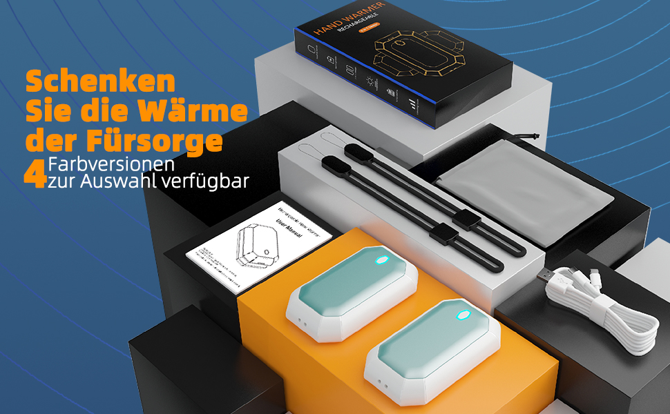 Електричний грілка для рук ITSHINY, набір 2 шт., 3 режими нагріву, USB-зарядка, для чоловіків, кемпінгу та полювання (синій)