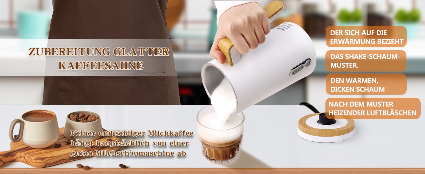 Електричний спінювач молока 4-в-1 – спінювач молока, нагрівач молока, білий