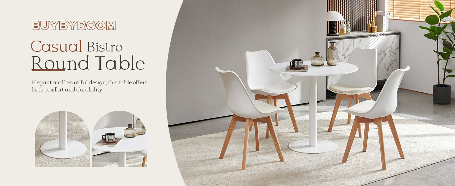 Круглий обідній стіл для кухні, вітальні, балкону - 70x70 см, білий